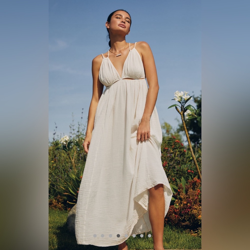 🖤Anthropologie Gauzy Cutout Cover-Up Maxi Dress | Size L